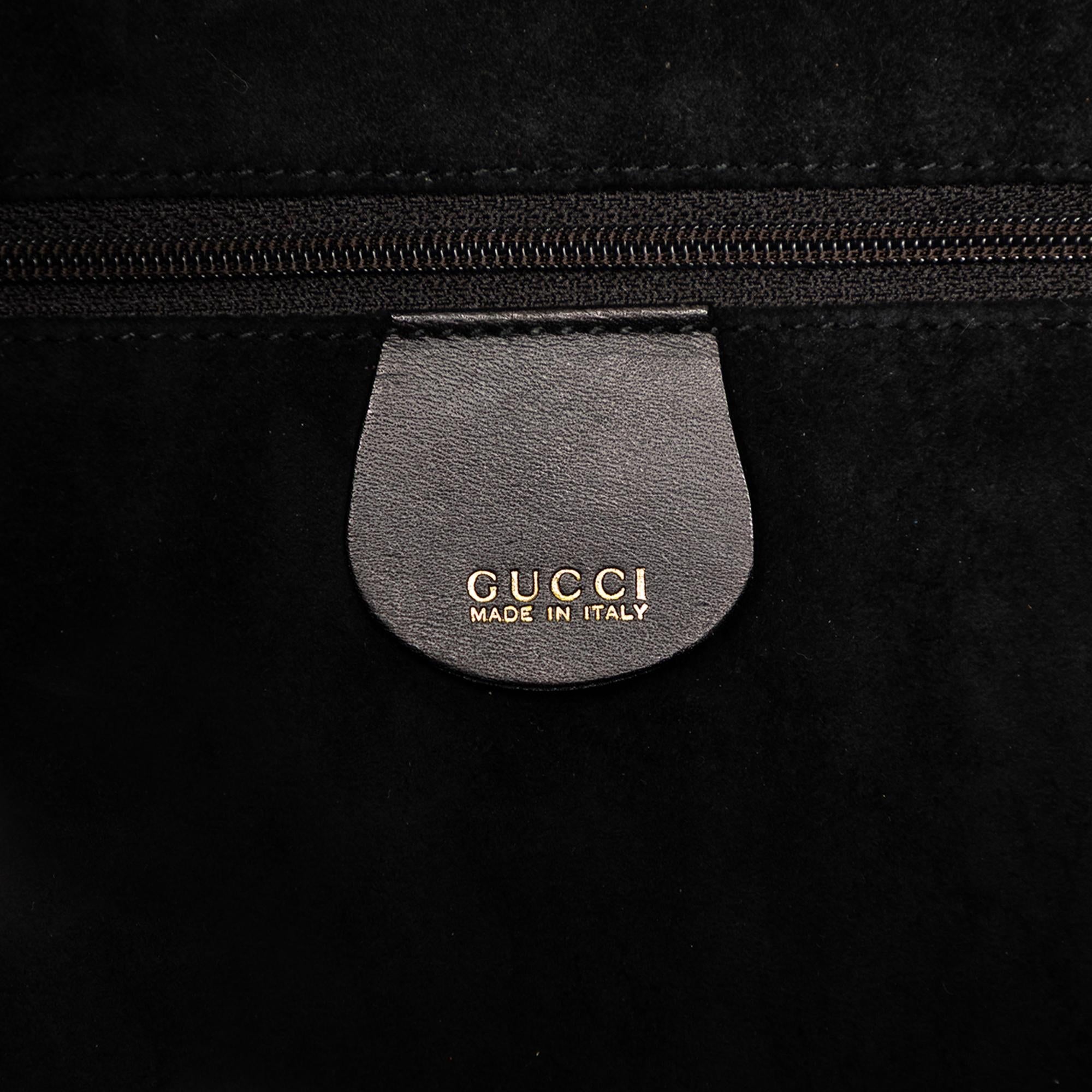 Gucci Woven Leather Bamboo Satchel