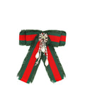 Gucci Bicolor Grosgrain Web Pearl Crystal Bow Brooch