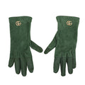 Gucci Green GG Plaque Suede Gloves