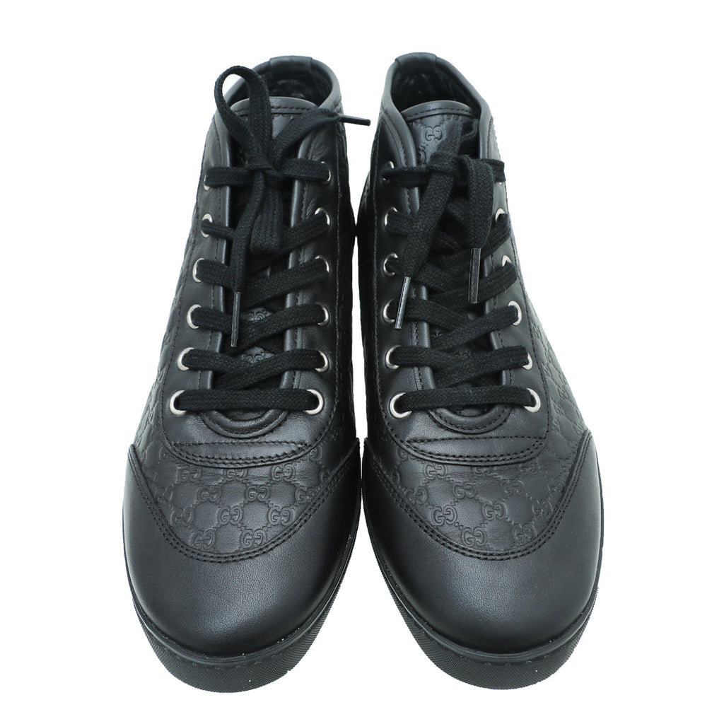Gucci Black Microguccissima High Cut Sneakers 37