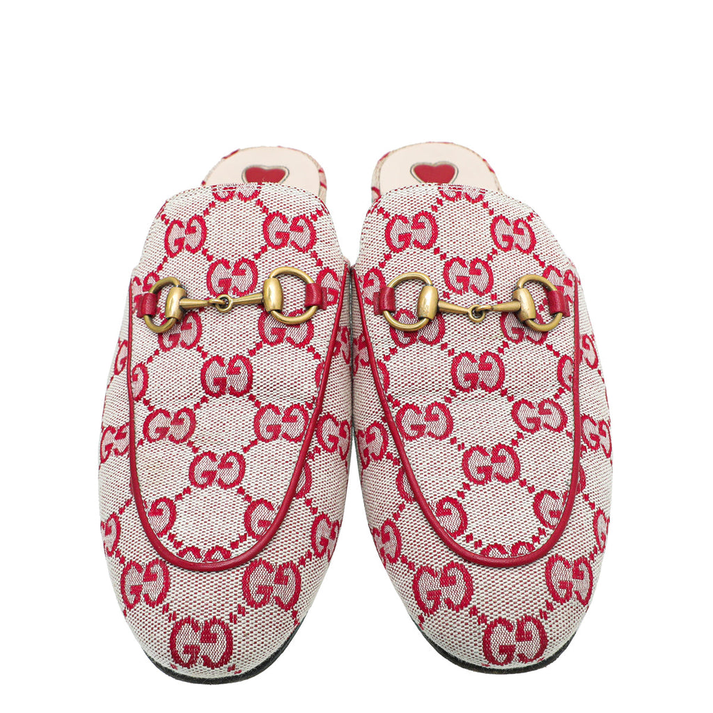 Gucci Red Ebony GG Canvas Princetown Mules 36.5
