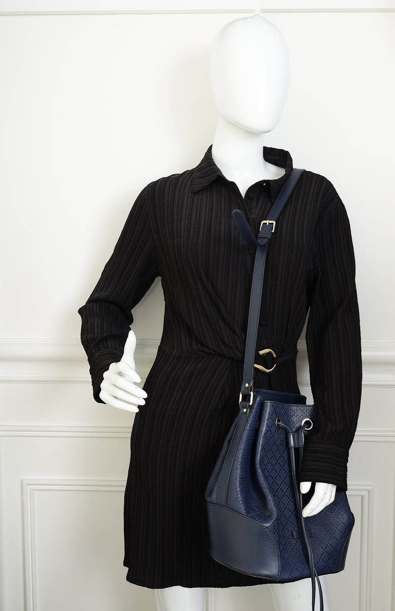 Gucci Navy Bright Diamante Bucket Bag