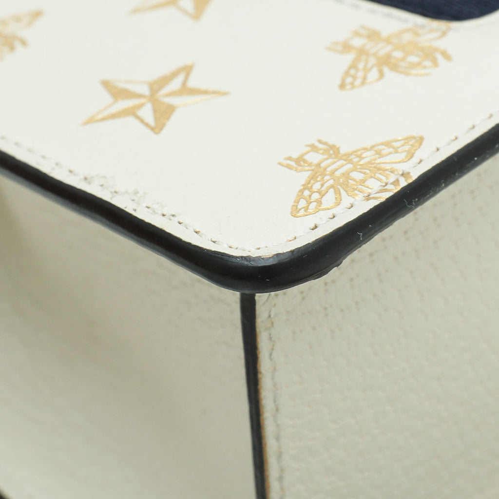 Gucci White Sylvie Bee Star Mini Top Handle Bag