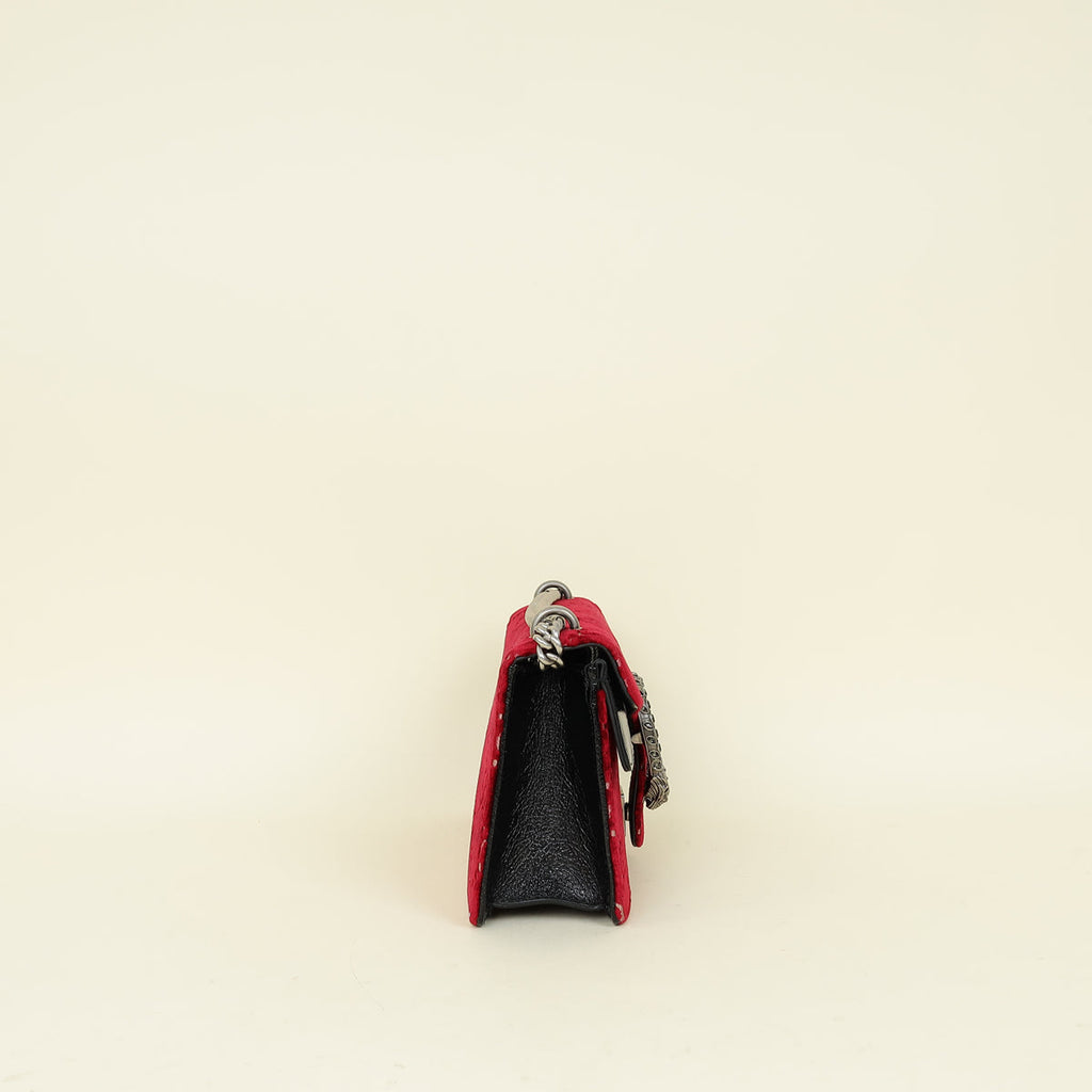 Gucci Red GG Supreme Embroidered Dionysus Flap Bag