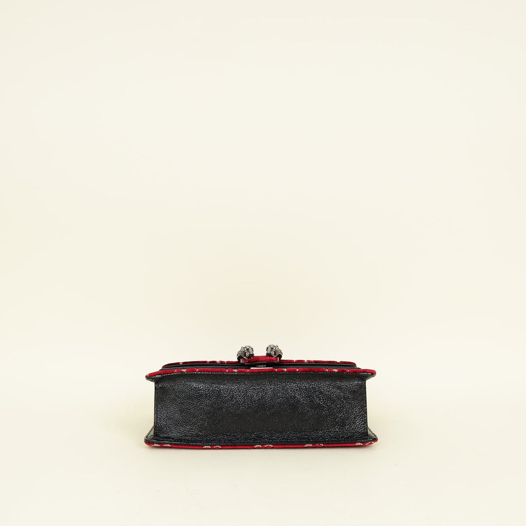 Gucci Red GG Supreme Embroidered Dionysus Flap Bag