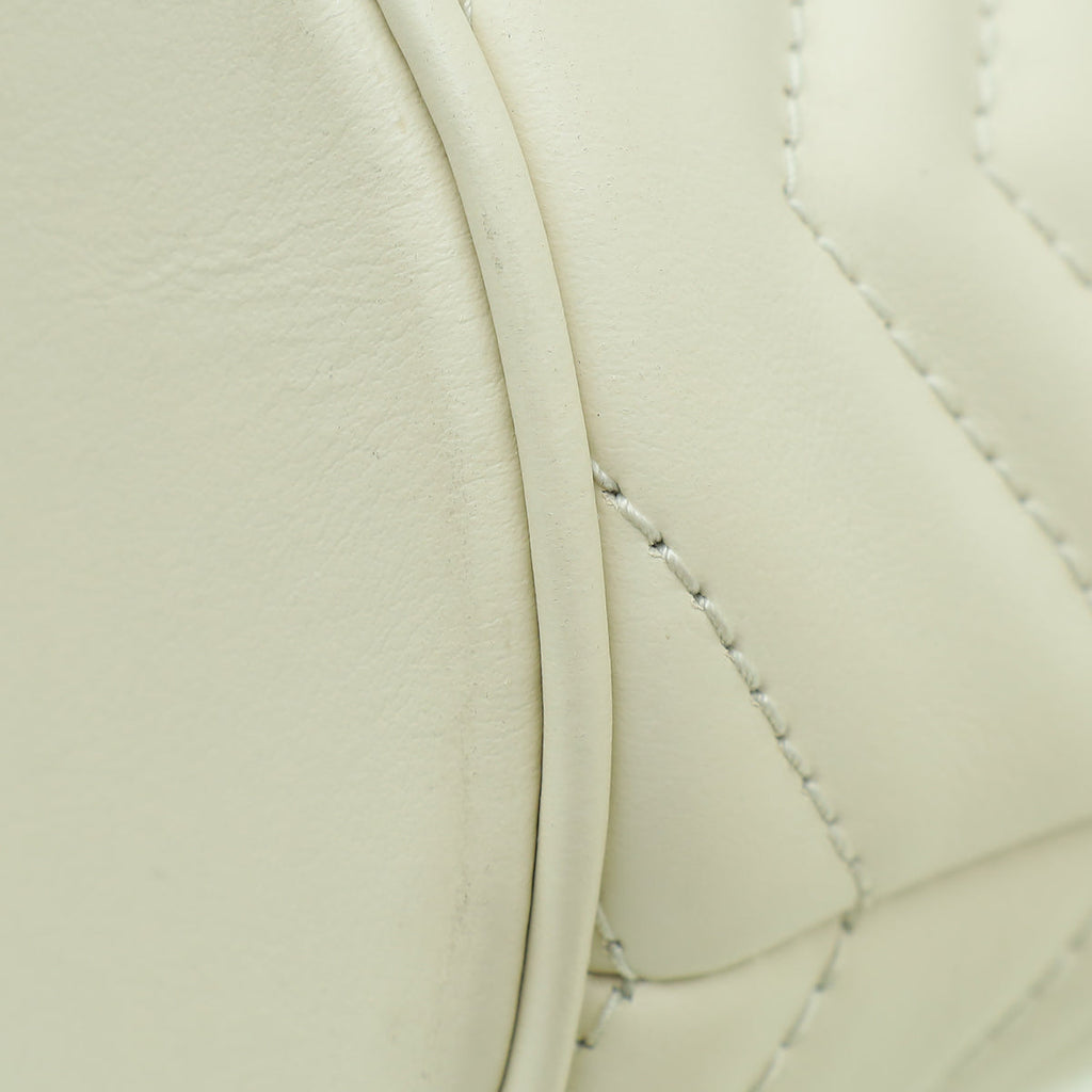 Gucci White GG Marmont Mini Bucket Bag