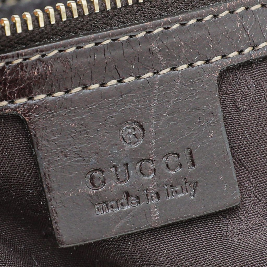 Gucci Bicolor GG Canvas Horsebit Tassel Hobo Bag