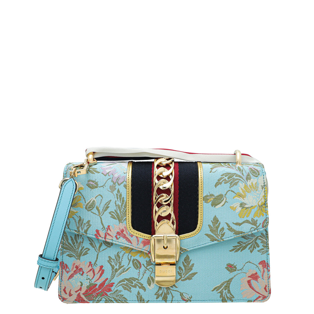 Gucci Light Blue Sylvie Garden Medium Shoulder Bag
