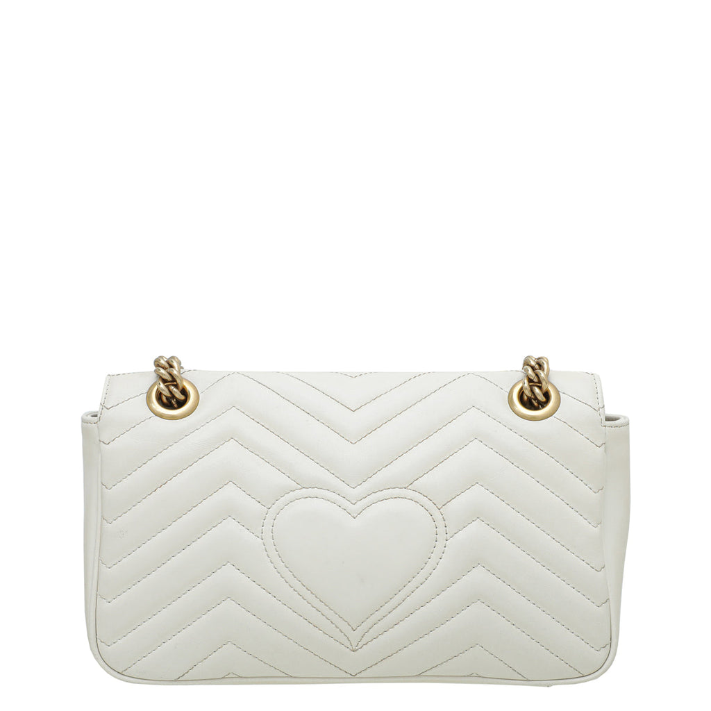 Gucci White GG Marmont Small Flap Bag