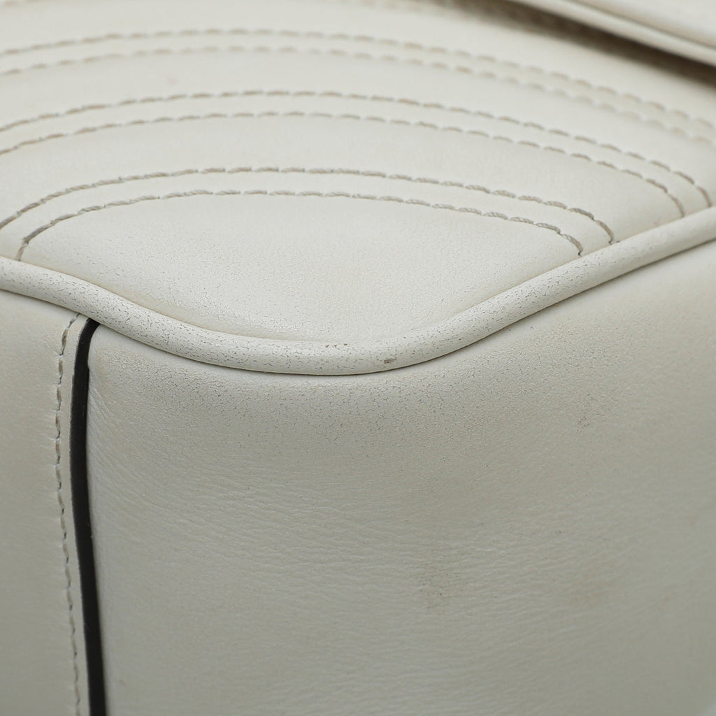 Gucci White GG Marmont Small Flap Bag