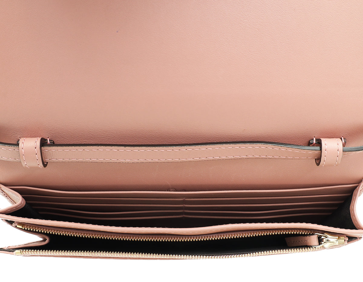 Gucci Dusty Pink GG Micro Guccissima Strap Wallet