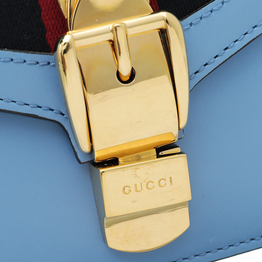 Gucci Blue Sylvie Mini Chain Flap Bag