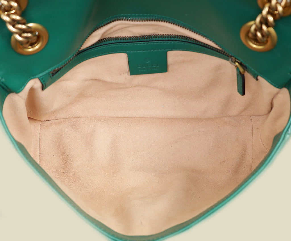 Gucci Green GG Marmont Medium Shoulder Bag