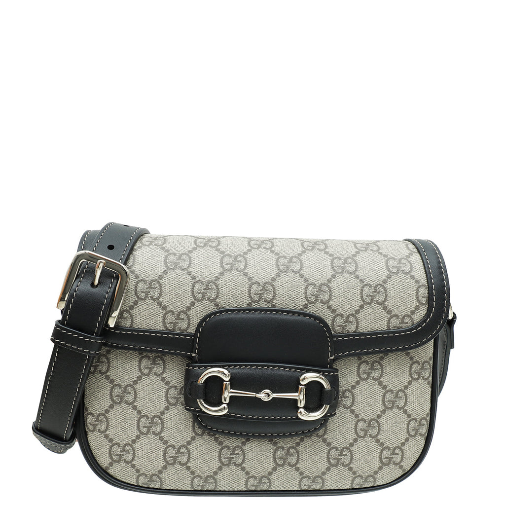 Gucci Bicolor GG Supreme Horsebit 1955 Flap Mini Bag
