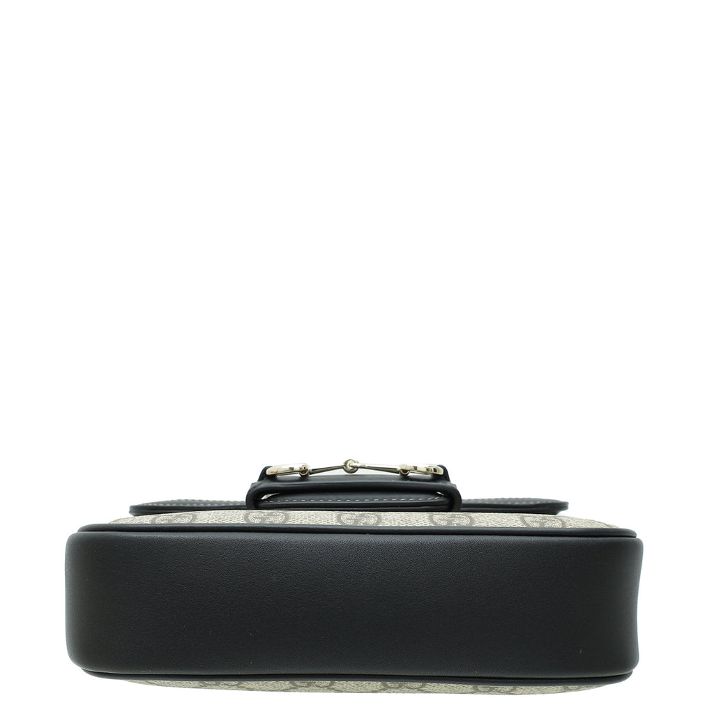 Gucci Bicolor GG Supreme Horsebit 1955 Flap Mini Bag
