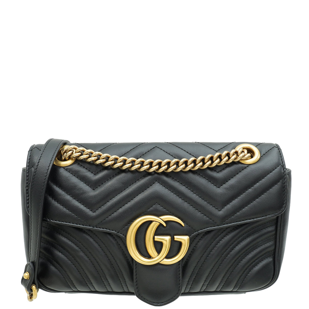 Gucci Black GG Marmont Matelasse Small Shoulder Bag
