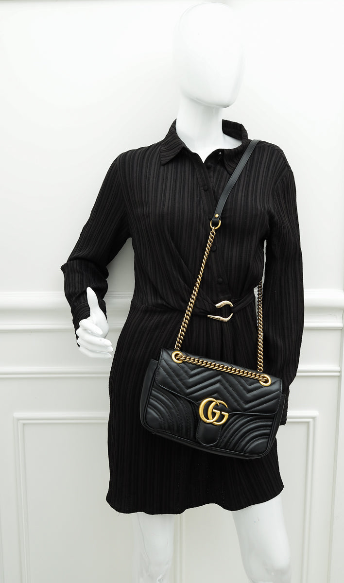 Gucci Black GG Marmont Matelasse Small Shoulder Bag