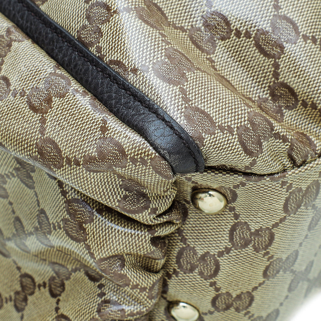 Gucci Bicolor GG Crystal Monogram D Gold Ring Large Tote Bag