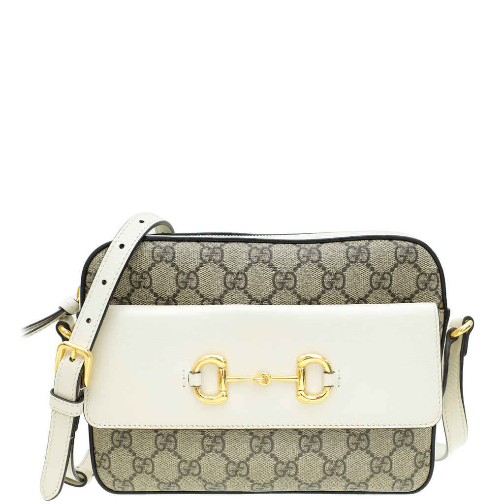 Gucci Bicolor GG Supreme 1955 Horsebit Small Shoulder Bag
