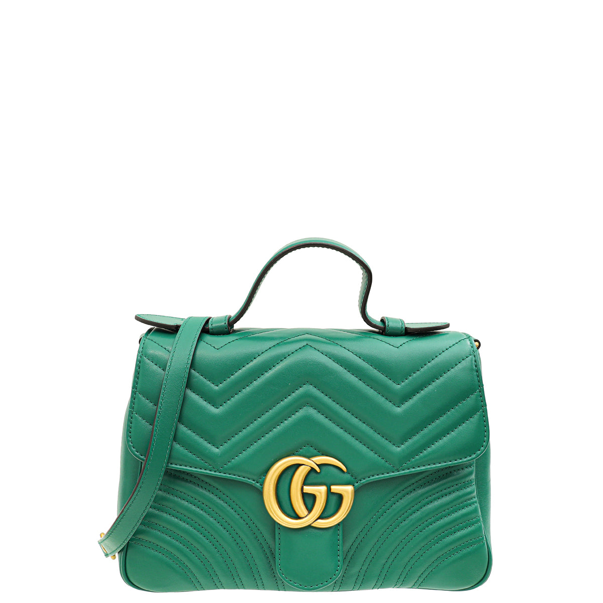 Gucci Green GG Marmont Top Handle Small Bag