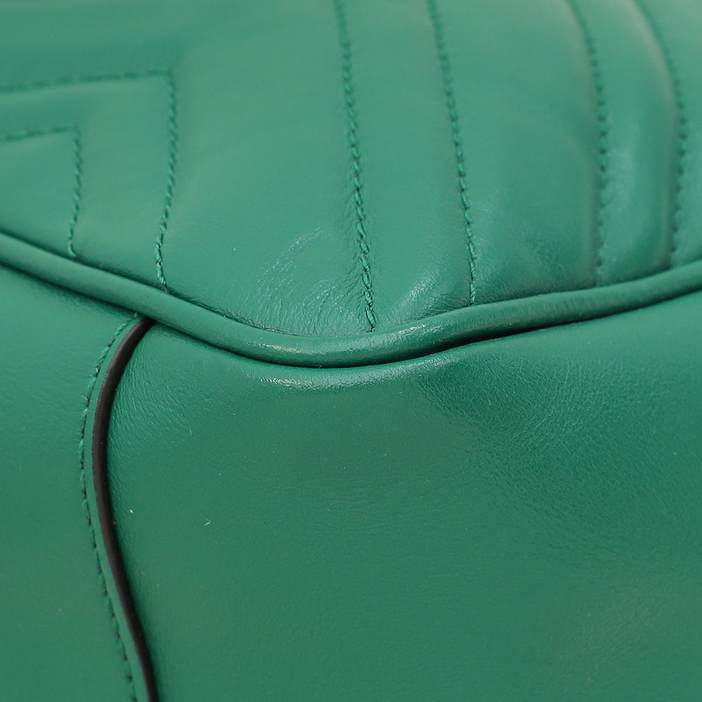 Gucci Green GG Marmont Top Handle Small Bag
