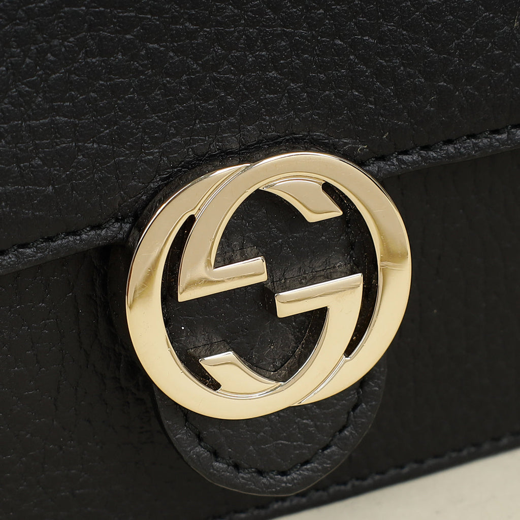 Gucci Black Interlocking G Wallet on Chain