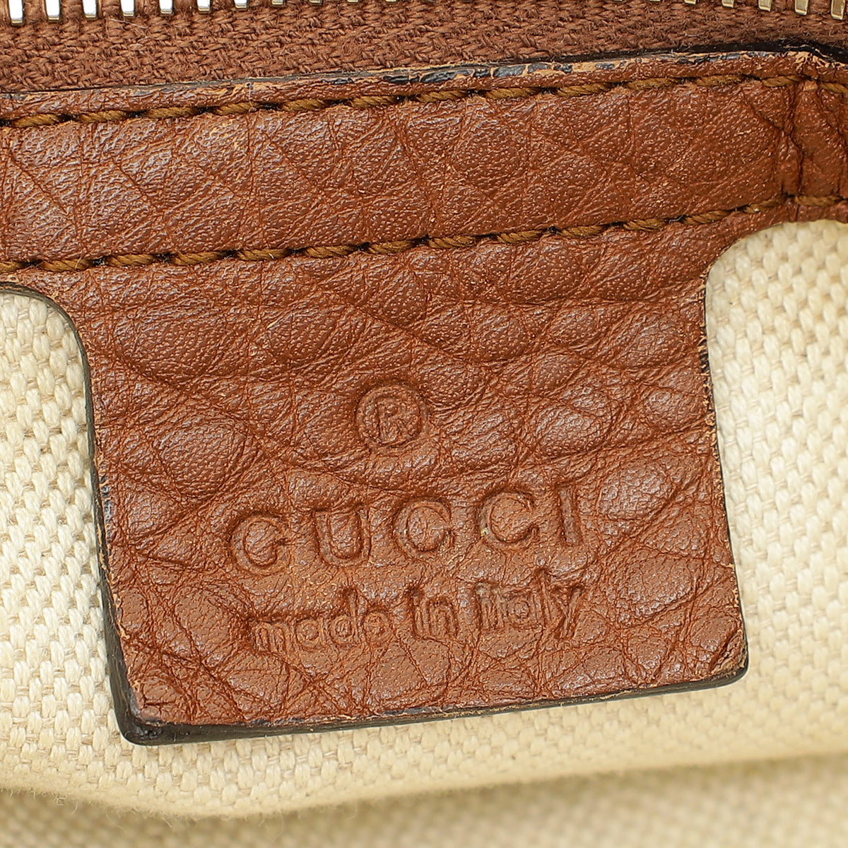 Gucci Brown GG Monogram Cellarius Large Bella Top Handle Bag