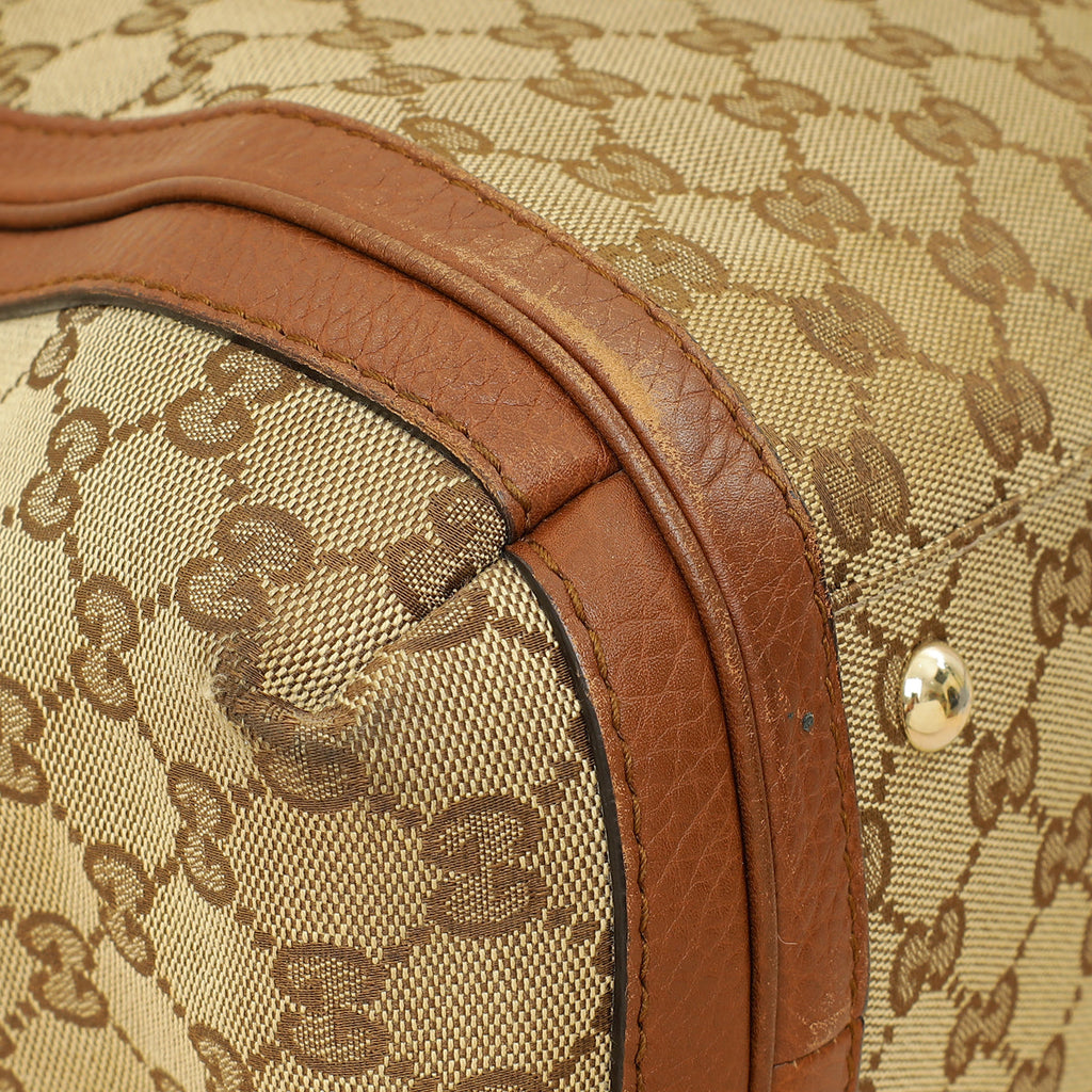 Gucci Brown GG Monogram Cellarius Large Bella Top Handle Bag