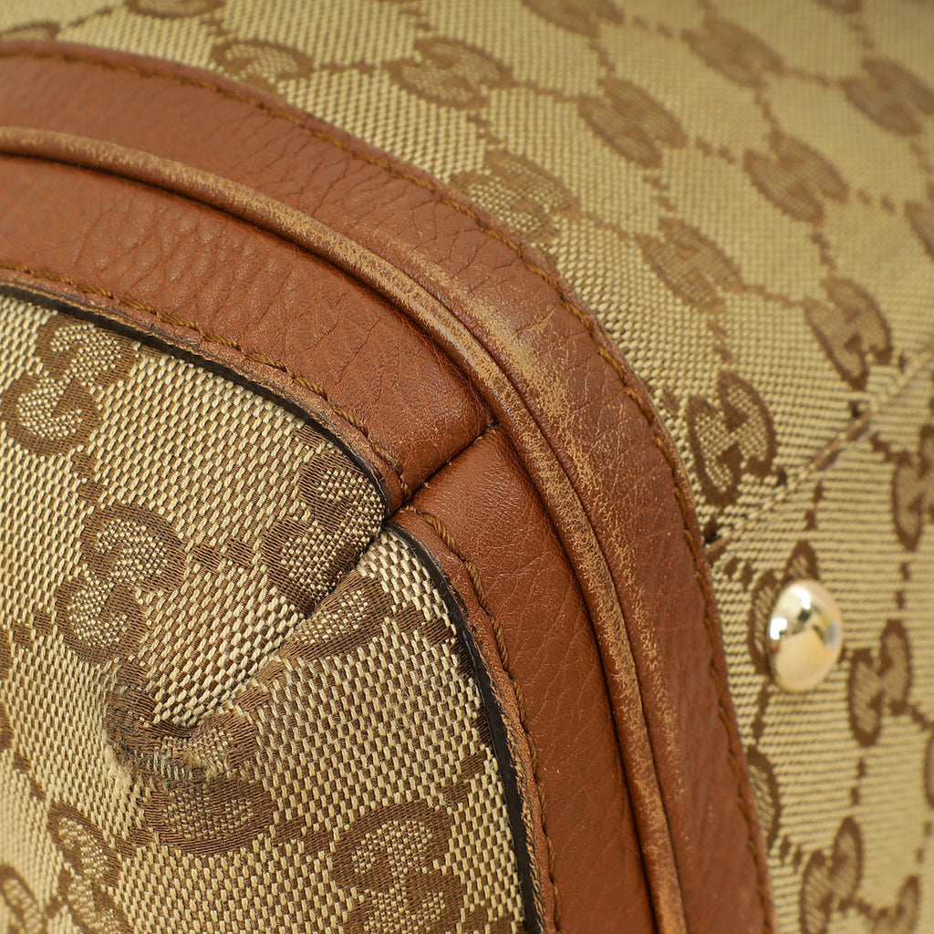 Gucci Brown GG Monogram Cellarius Large Bella Top Handle Bag