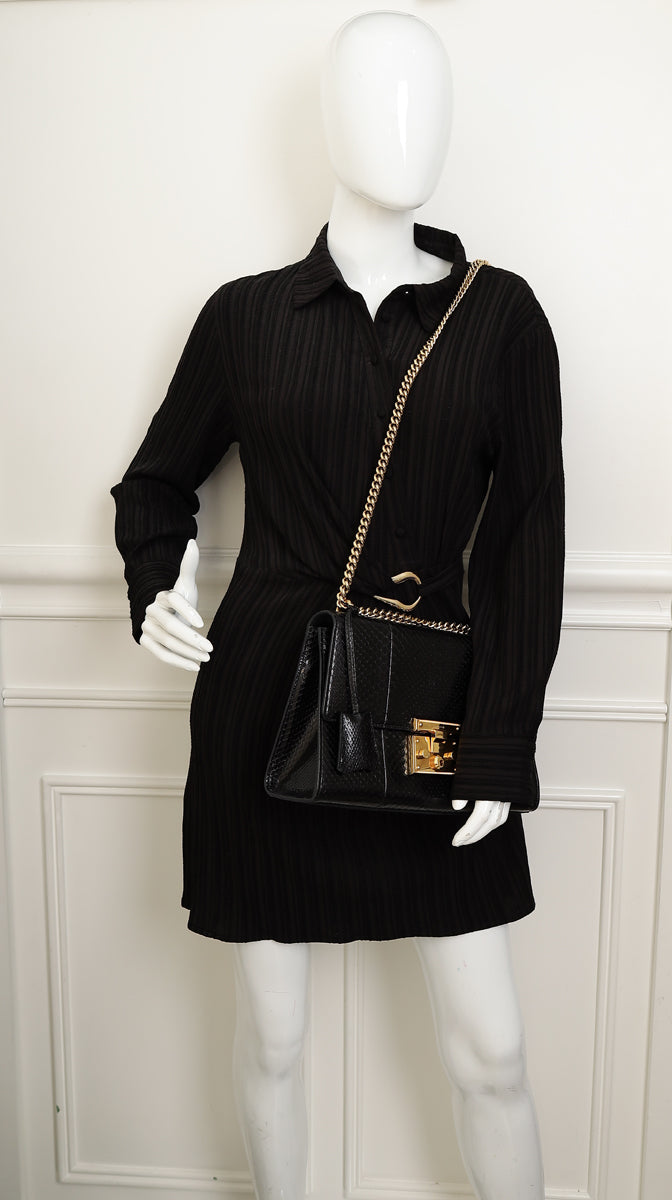 Gucci Black Python Padlock Medium Shoulder Bag