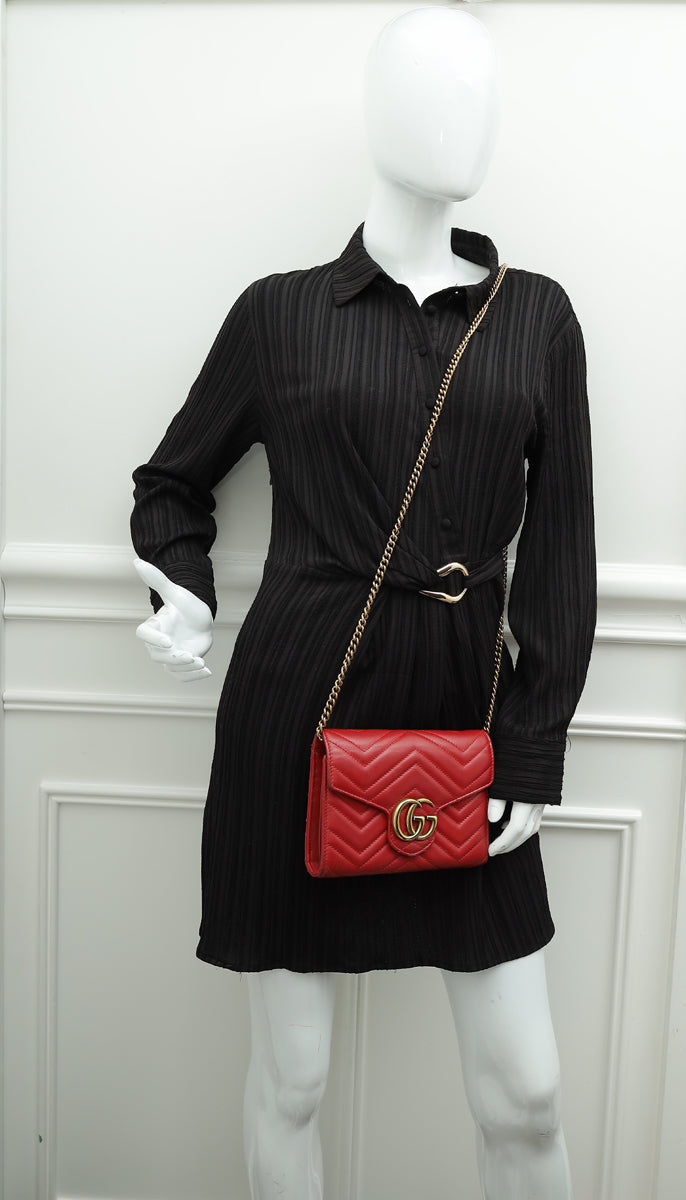 Gucci Red GG Marmont Super Mini Bag