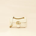 Gucci White Cream GG Marmont Small Shoulder Bag