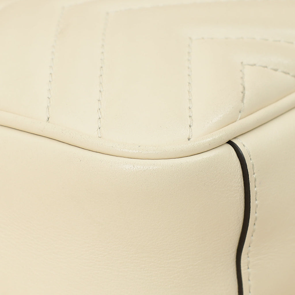 Gucci White Cream GG Marmont Small Shoulder Bag