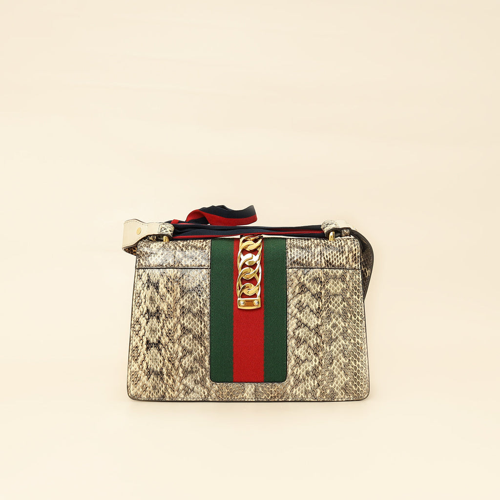 Gucci Bicolor Python Sylvie Small Shoulder Bag