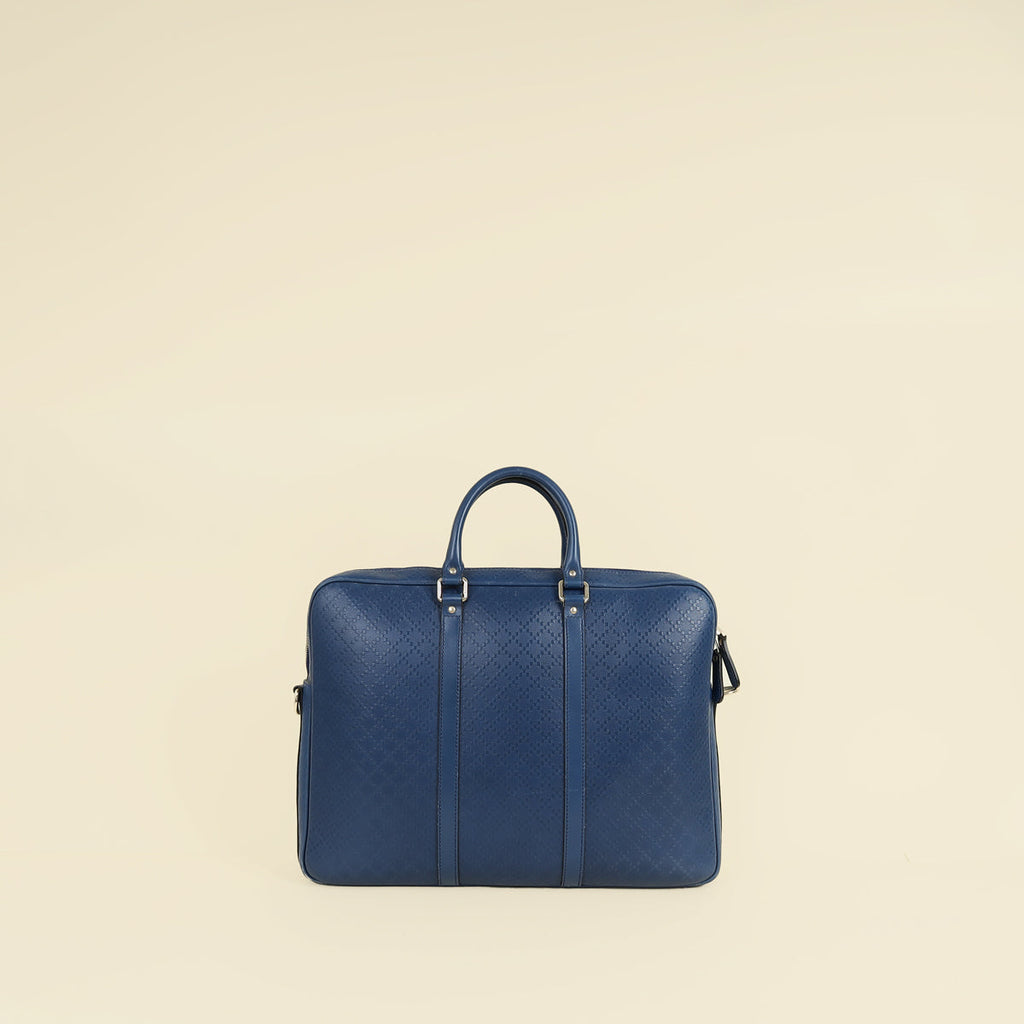 Gucci Blue Diamante Textured Briefcase