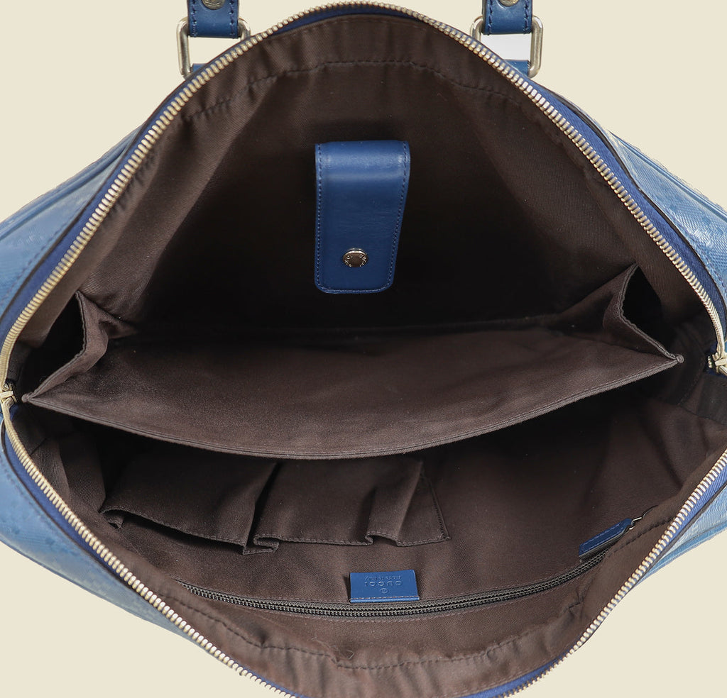 Gucci Blue Diamante Textured Briefcase