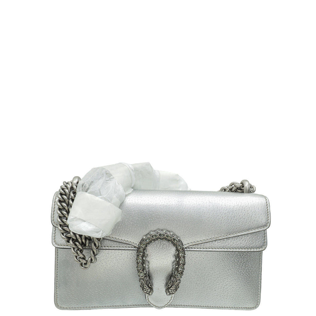 Gucci Metallic Silver Dionysus Small Shoulder Bag