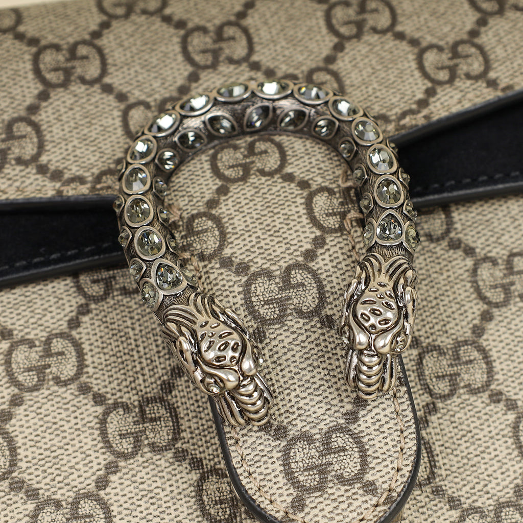 Gucci Bicolor GG Supreme Crystal Dionysus Small Shoulder Bag