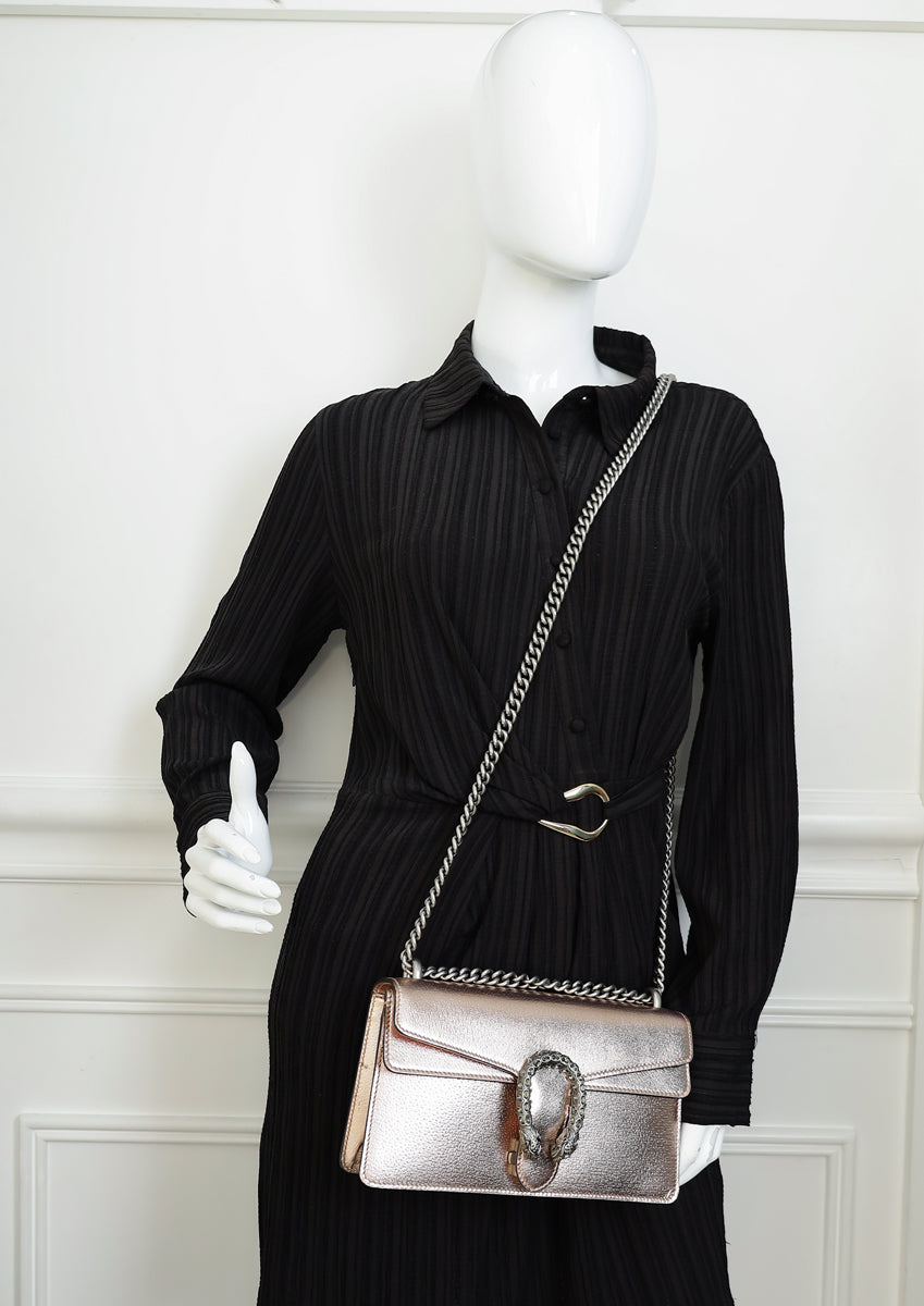 Gucci Metallic Rose Gold Dionysus Medium Shoulder Bag