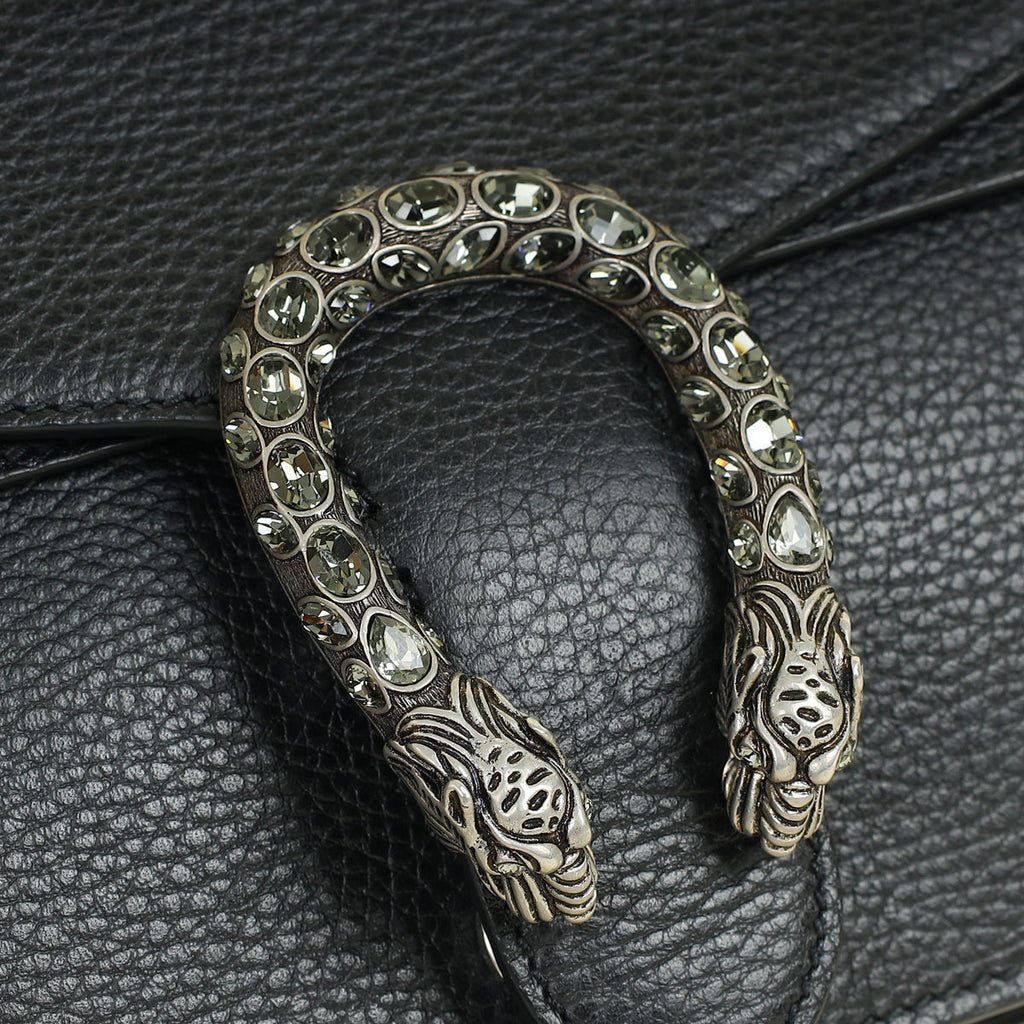 Gucci Black Dionysus Crystal Flap Small Shoulder Bag