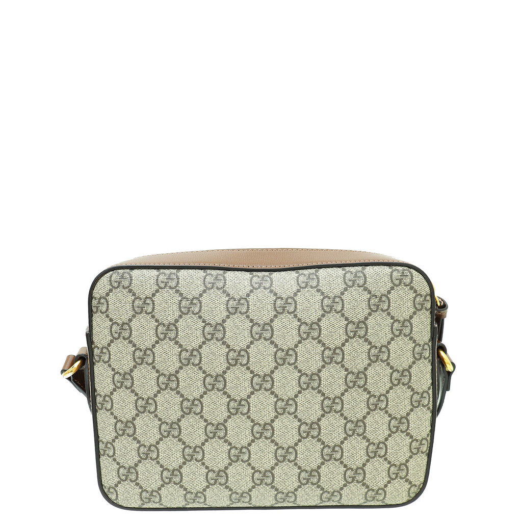Gucci Bicolor GG Supreme Horsebit 1955 Small Shoulder Bag