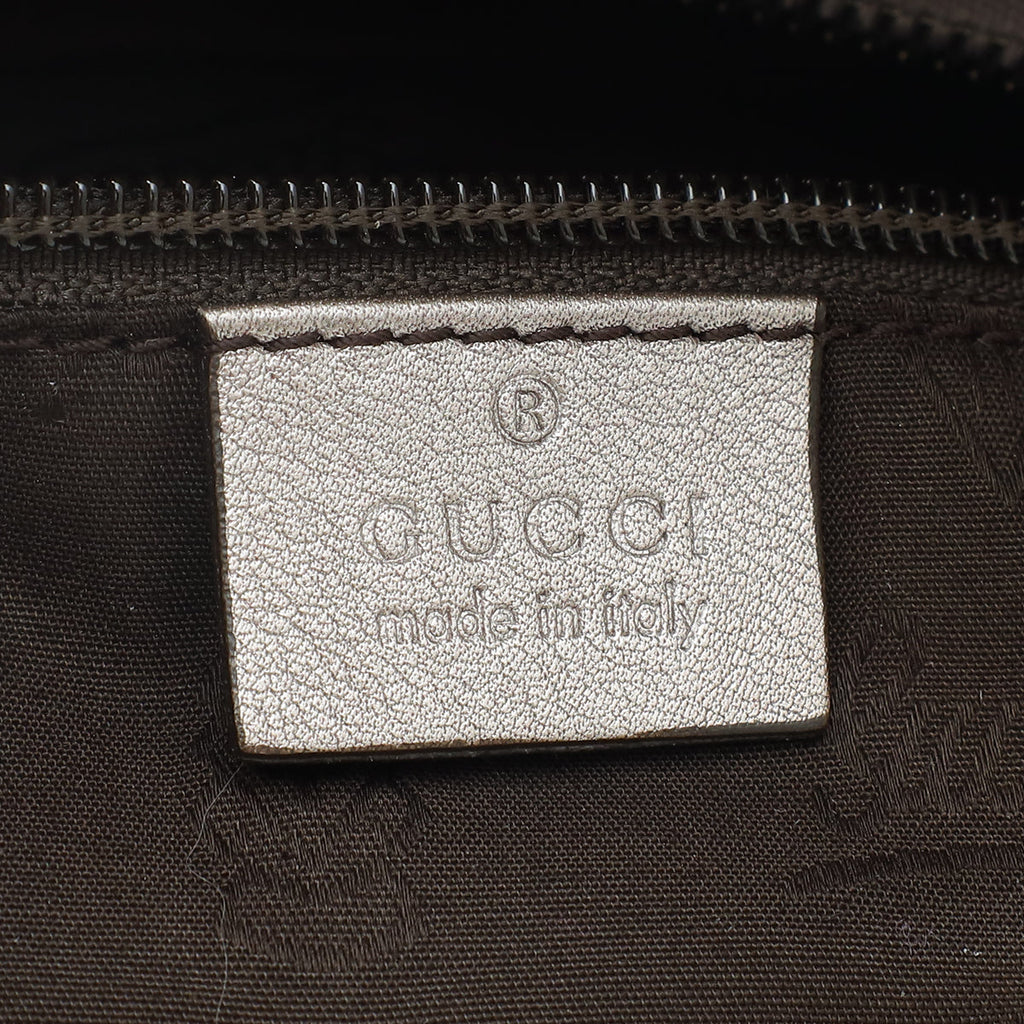 Gucci Metallic Pinkish Grey GG Imprime Medium Tote Bag