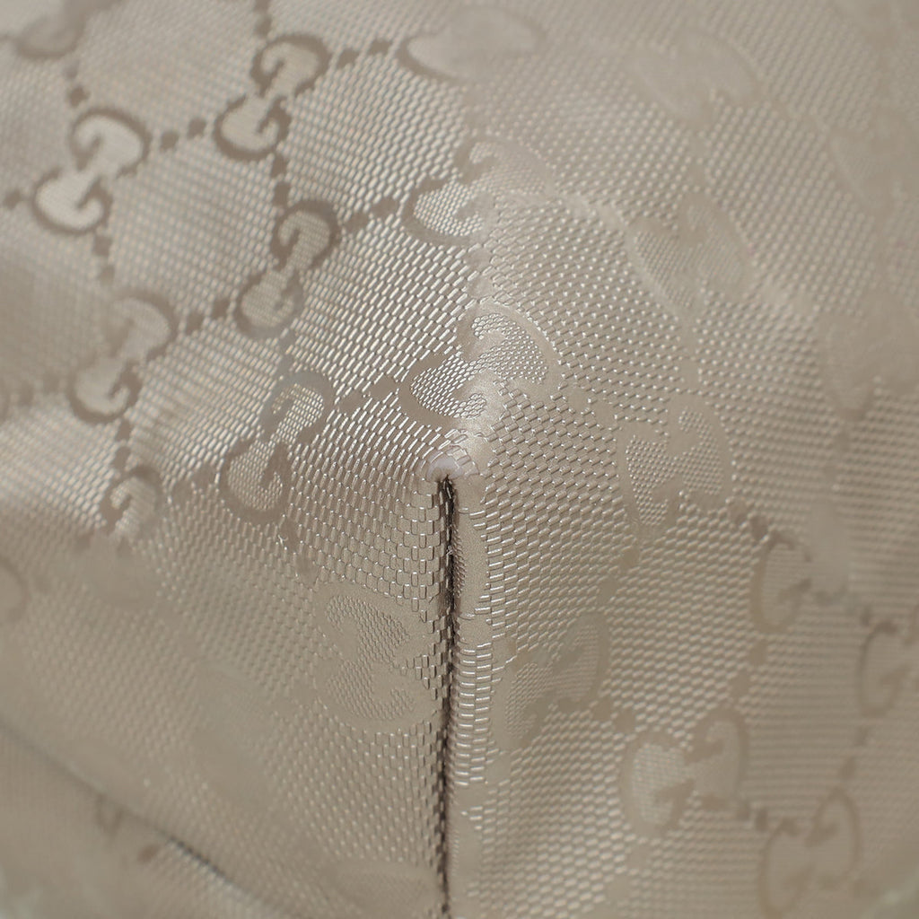 Gucci Metallic Pinkish Grey GG Imprime Medium Tote Bag