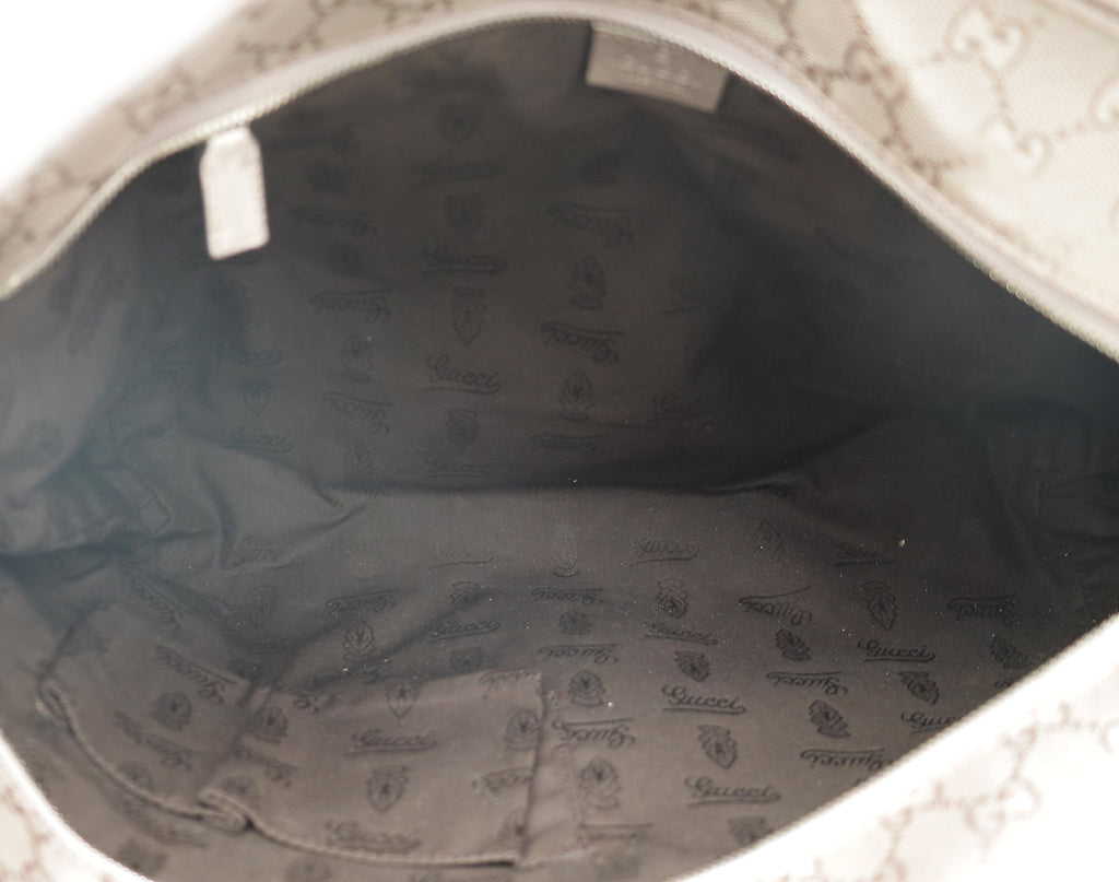 Gucci Metallic Pinkish Grey GG Imprime Medium Tote Bag