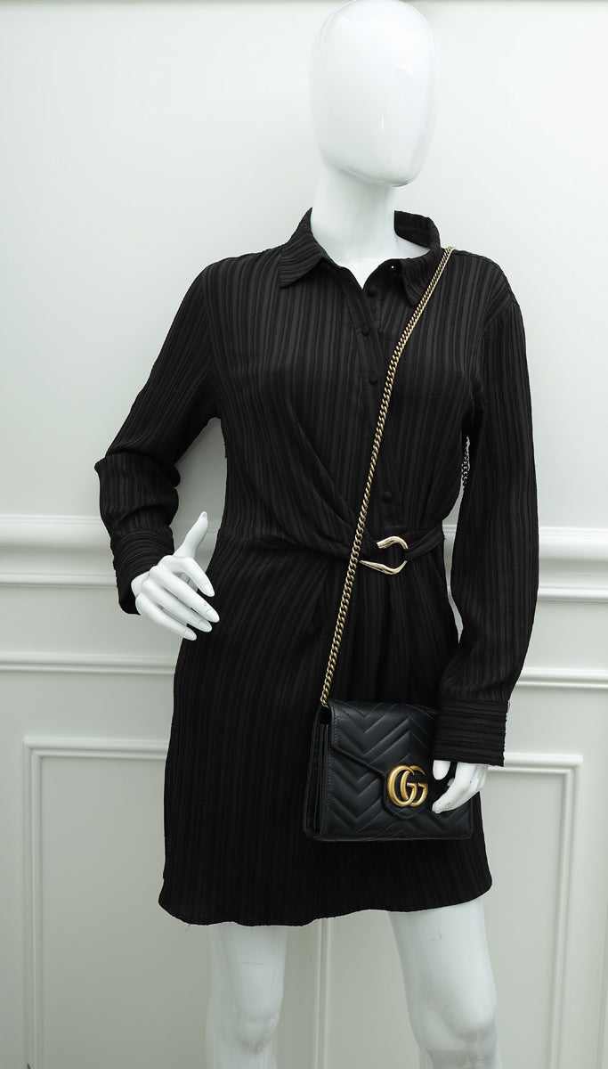 Gucci Black GG Marmont Wallet on Chain