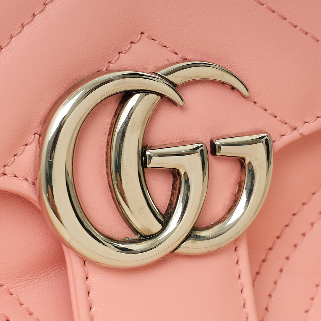 Gucci Pink GG Marmont Top Handle Small Bag