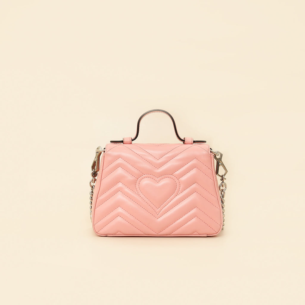 Gucci Pink GG Marmont Top Handle Small Bag