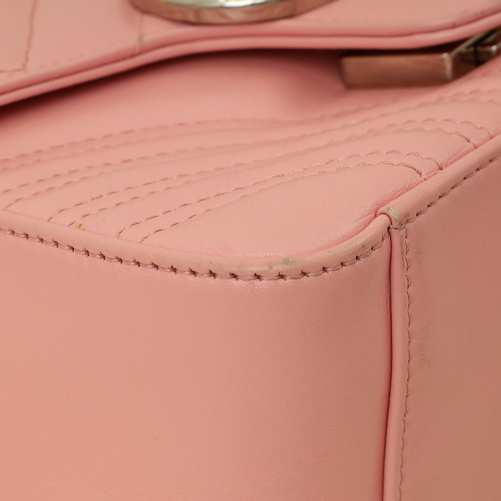 Gucci Pink GG Marmont Top Handle Small Bag