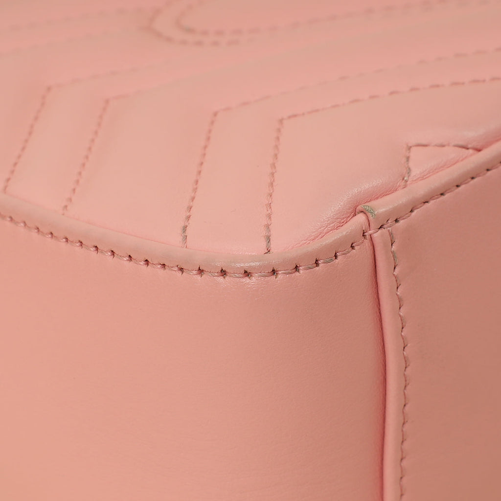 Gucci Pink GG Marmont Top Handle Small Bag