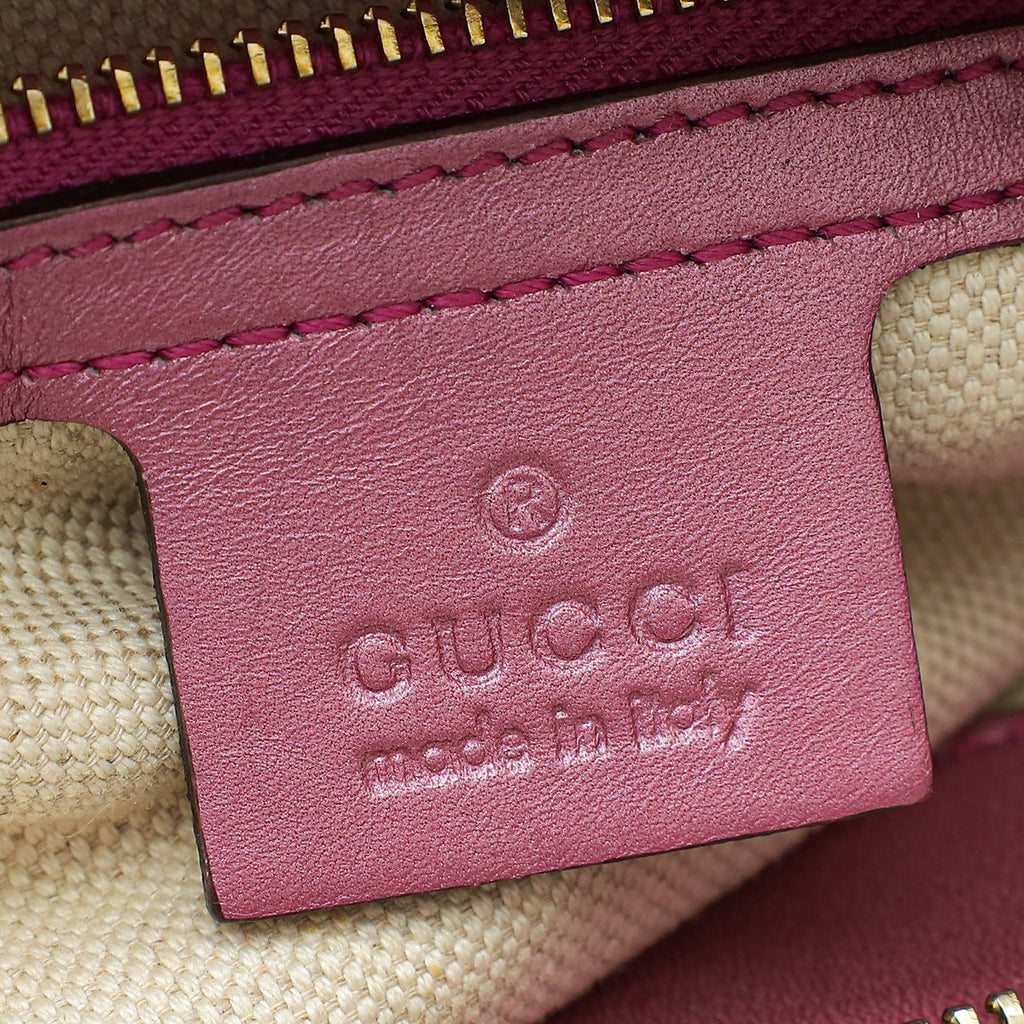 Gucci Metallic Pink Guccissima Heart-Bit Medium Hobo Bag